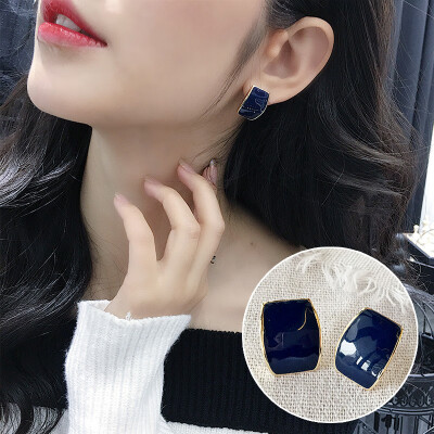 

2019 latest design brand creative literary fan drop glaze earrings generous minimalist earrings gifts for women