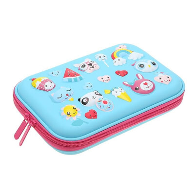 

Cute Cartoon Animals Students Pencil Bag Large Capacity Pencil Case Blue