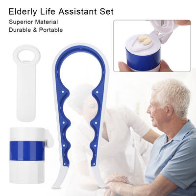 

Greensen 3Pcs Elderly Life Assistant Set Bottle Can Opener Medicine Box Medicine Grinder Crusher