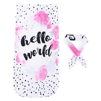 

2pcs Newborn Baby Letters Print Sleeping Bag Warm Swaddle Headband Suit