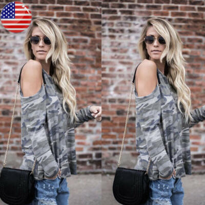 

Fashion Womens Long Sleeve Loose Blouse Lace Casual Tops T-shirt Slim Bodycon