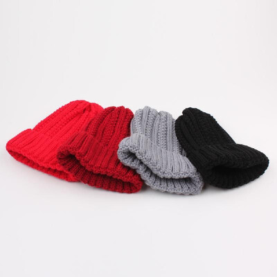 

Winter Warm Hat Unisex Women Men Knitted Beanie Solid Color Ribbed Knit Cap