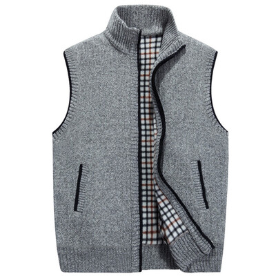 

Toponeto New Style For Men In Autumn And Winter Pure Fleeced Warm Cardigan Vest Blouse