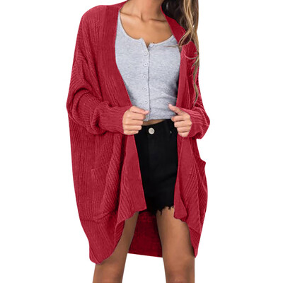 

Tailored Womens Fashionable Sweaters Loose Medium-Length Pocket Cardigans Blouses