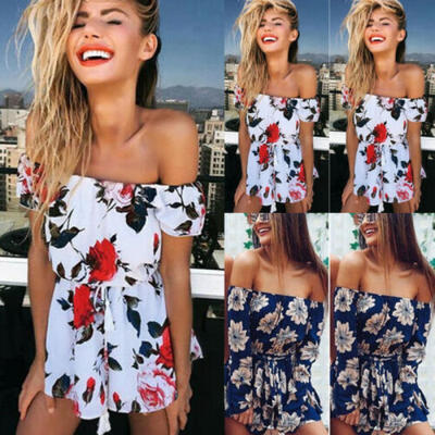 

New Womens Holiday Mini Playsuit Ladies Jumpsuit Summer Beach Dress Size 6 - 16
