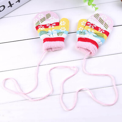 

Vintage Snowflake Child Glove Stripped Kids Gloves Colored Baby Glove Gloves Warm Knitted Toddler Mittens Children Clothes