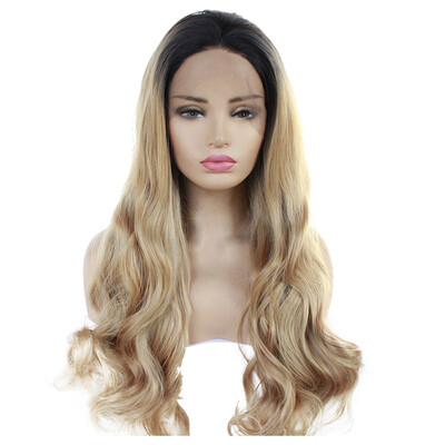 

Gobestart Black Women Front Lace Sexy Wig Long Curly Synthetic Wig Fashion Gold Lace Wigs