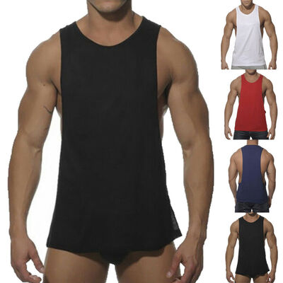 

Mens Plain Workout Vest Tank Top Bodybuilding Gym Muscle Fitness shirt NEW