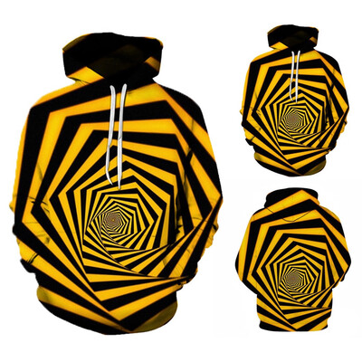 

Toponeto Mens Fashion Casual 3D Geometric Stun Print Long-Sleeved Hooded Sweater Coat