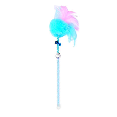 

Cat Teaser Wand Feathers Rhinestone Bell Pet Interactive Teasing Rod Toys
