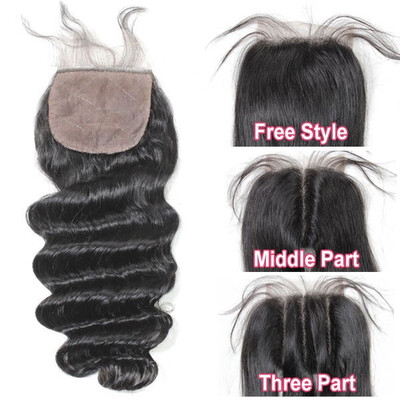 

Silk base closure 44 Loose Wave Human hair medium brown
