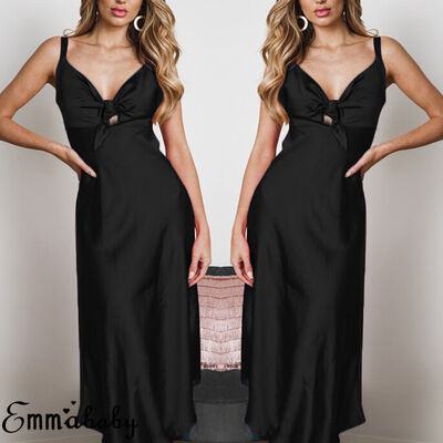 

Ladies Womens Satin Long Nightdress Silk Lace Lingerie Nightgown Sleepwear