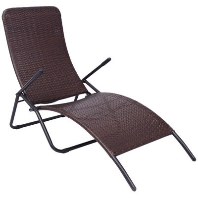 

Folding Sun Lounger Poly Rattan Brown