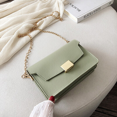 

2019 new casual temperament Sen wild slanting small square bag Korean fashion simple solid color chain shoulder bag