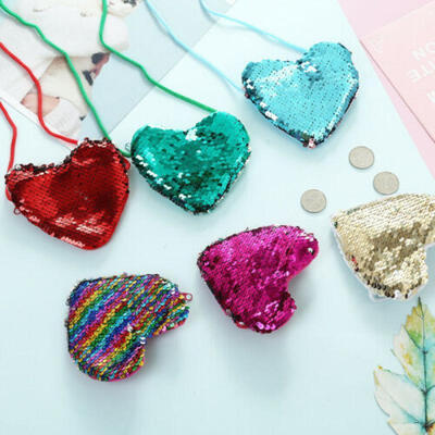 

New Fashion Kids Girl Childs Shoulder Paillette Bag Crossbody Heart Mini Bags