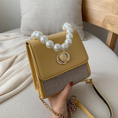 

Tailored Fashion Women Retro Weave Pearl Leather Handle Bags Crossbody Bag Shoulder Bags