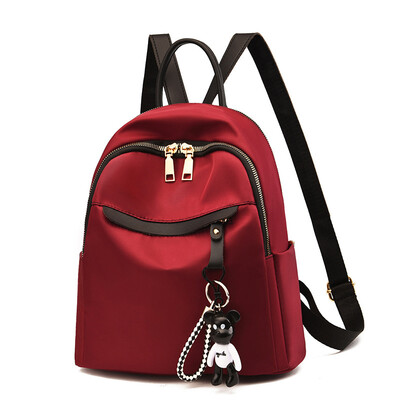 

Shoulder bag female 2019 new Korean casual wild multi-function backpack bear pendant zipper shoulder bag