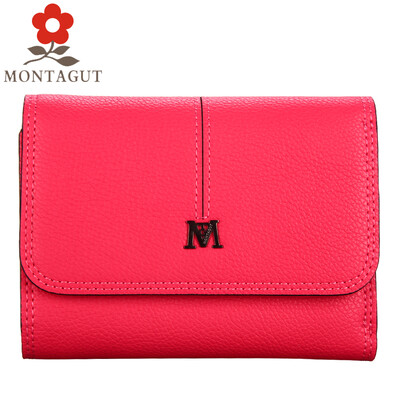 

Montagut MONTAGUT womens wallet short paragraph cowhide multi-card purse mini wallet R2322611031 light purple