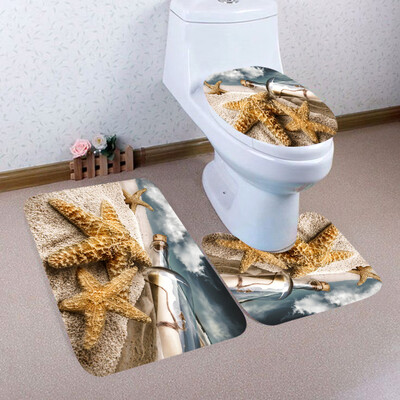 

〖Follure〗3PCS Christmas Bathroom Non-Slip Pedestal Rug Lid Toilet Cover Bath Mat Set