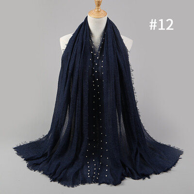 

Solid color high quality hairy cotton yarn pearl accessories headscarf cotton&crease monochrome womens scarf hot sale