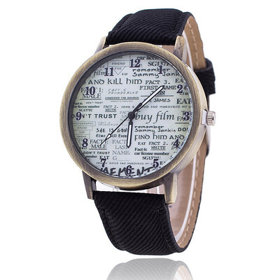 

Retro canvas simple garble straps graffiti watches Korean denim personality male&female students couple table