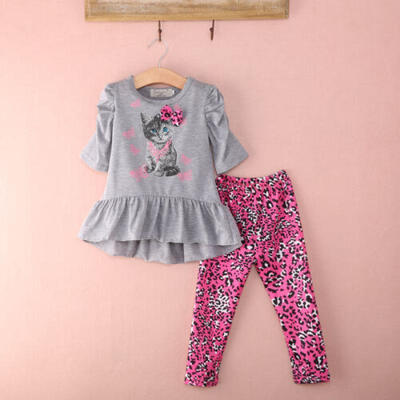 

Toddler Kids Baby Girl Tops T-shirt DressLong Pants Leggings Outfit Set Clothes