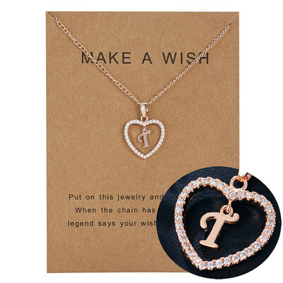 

26 A-Z Letters Name Initial Necklaces For Women Crystal Love Heart Alphabet Family Letter Pendant Necklace Collares Gift Jewelry