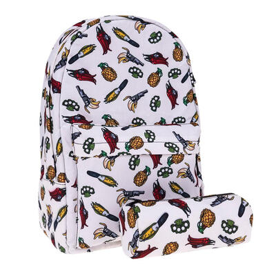 

2pcsset 3D Digital Floral Print Backpack Pen Bag Student Women School Bags