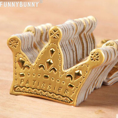 

FUNNYBUNNY 50Pcs Gold Glitter Crown Card Cake Cupcake Toppers Birthday Wedding Party Picks Baby Bridal Shower Decoration Card