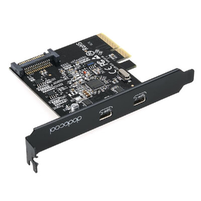 

dodocool SuperSpeed USB 31 PCI-Express Card with Dual Reversible Type-C Ports 5V 15-Pin Connector Gen 2 10 Gbps Black