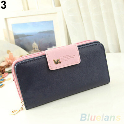 

Womens Zipper Faux Leather Card Phone Holder Clutch Wallet Long Purse Handbag