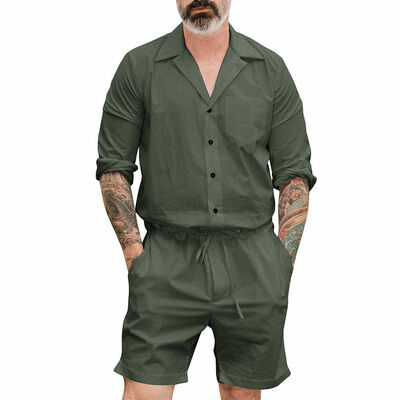 

Mens One Piece Rompers Short Sleeve Street Casual Cargo Pants Jumpsuit Overalls