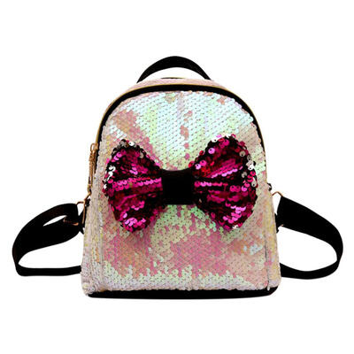 

Mini Sequin Backpack Bowknot Women Girls Zipper Travel Shining Shoulder Bag