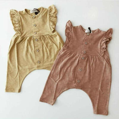 

Newborn Infant Baby Girl Clothes Ruffle Romper Jumpsuit Bodysuit Solid Outfit
