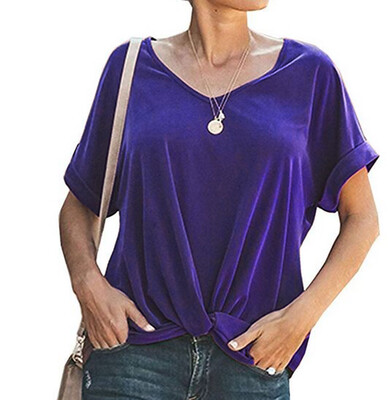 

Nomeni Women Casual Short Sleeve T-shirt Casual Loose Soild V Neck Top Blouse