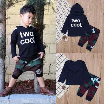 

Toddler Kids Baby Boy Hooded T-shirt Tops Camo Pants 2Pcs Outfits Set Clothes