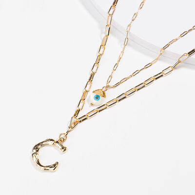

26 letter alphabet Layer Shell Pendant Necklace pearl Stone Natural seashell Gold Women Best Friend Choker Summer Jewelry