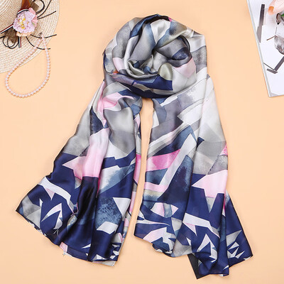 

New fashion geometric print scarves ladies sunscreen beach towel holiday shawl silk scarf wholesale