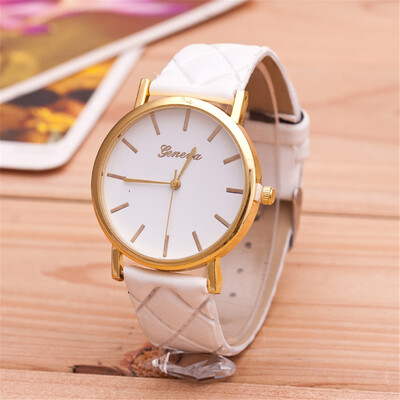 

European&American fashion check belt ladies watch simple engraved