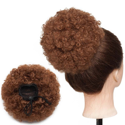 

Afro Bun Extension Puff Ponytail Chignon Hairpiece With Drawstring Afro Kinky Curly Wrap Messy Updo Synthetic For Women