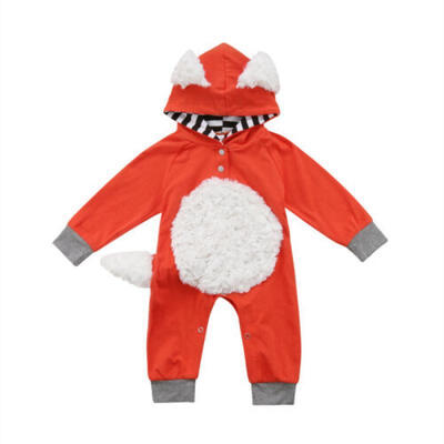 

Newborn Toddler GirlBoy Fox Long Sleeve Hooded Jumpsuit Bodysuit Overall Outfit