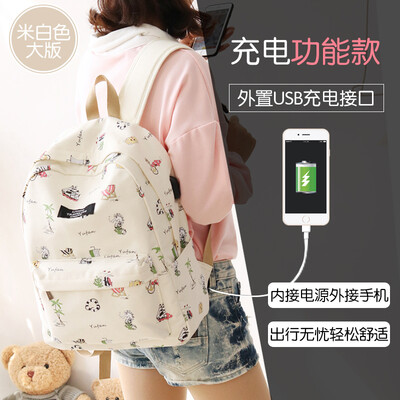 

Canvas bag female junior high school high school Korean Harajuku ulzzang backpack campus small fresh&simple backpack