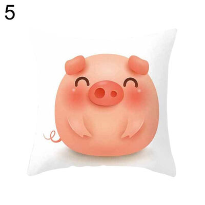 

Cartoon Pig Square Throw Pillow Protector Case Cushion Cover Car Sofa Bed Decor