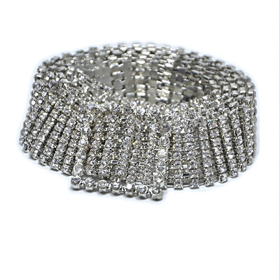 

New Fashion luxury womens rhinestone belt female seven row bright bride wide bling crystal diamond waist chain belt rhinestones
