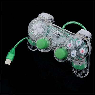 

LED Wired USB Gamepad Double Vibration Joystick Game Controller Joypad For PC Laptop For Win710XP Clear