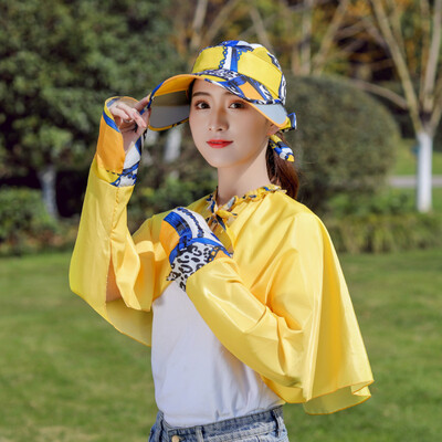

Long print outdoor two-piece sportswear for women in the sunscreen of electric bicycle in summer