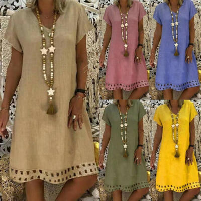 

Womens Boho Casual V Neck Long Tops Dresses Cocktail Party Evening Summer Beach