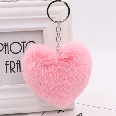 

Keychain Lovely Heart Shape Soft Ball Car Handbag Key Ring Gift