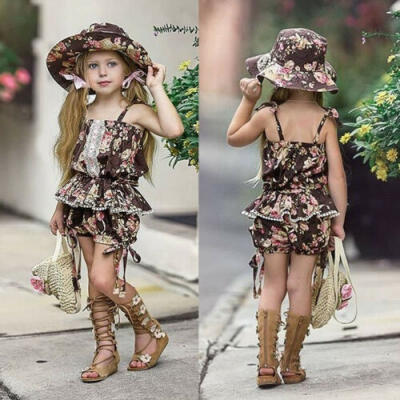 

2Pcs Summer Toddler Kids Clothing Baby Girls Cute Strap Floral Vest Tank TopsShorts Pants Outfits Clothes Set