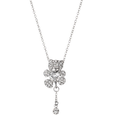 

Lovely Little Bear Pendant Necklace With Heart Crystals Rose Gold Color Fashion Choker Necklace For Women Girls Jewelry